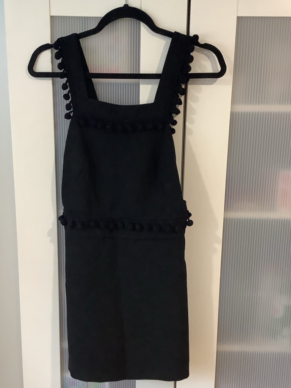 Black Pompom Detail Pinafore Dress